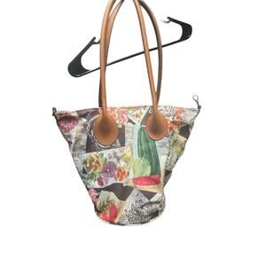 Echo Multicolor Floral Print Shoulder Bag Zip Closure, Inner Pockets